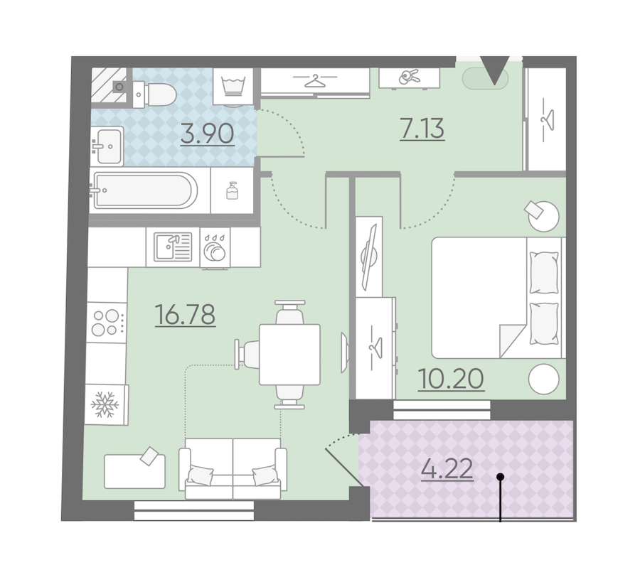 Однокомнатная квартира в : площадь 40.12 м2 , этаж: 2 – купить в Санкт-Петербурге